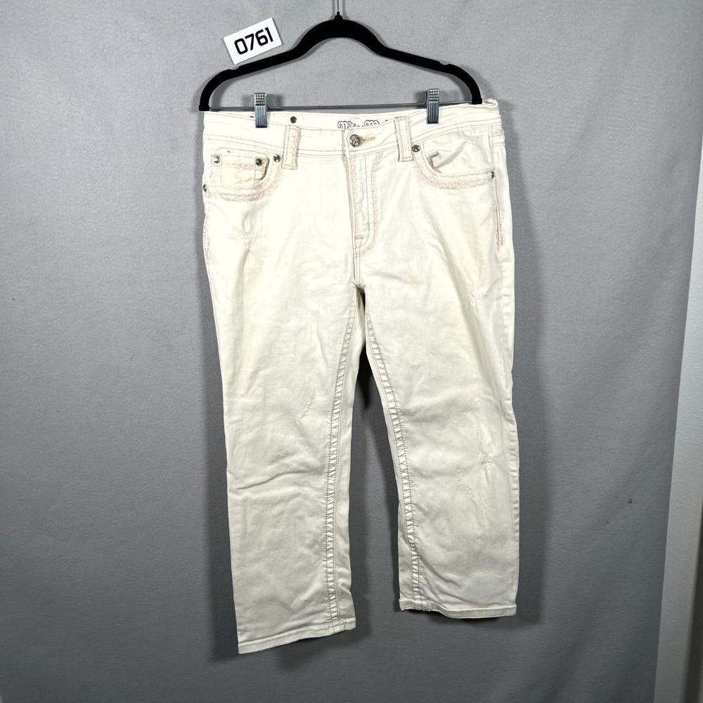 Miss Me Women's Boyfriend Jeans in Off-White/Cream